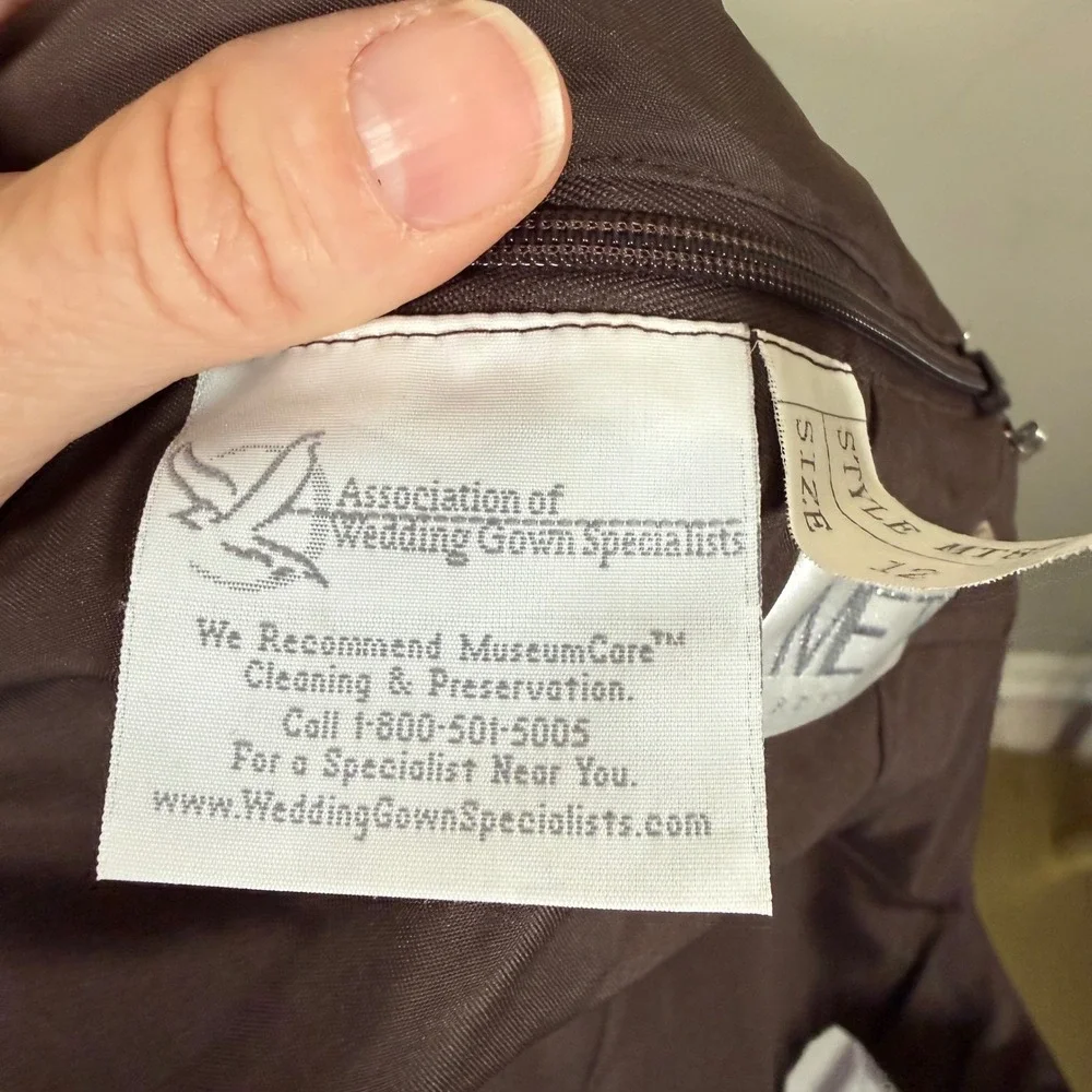 Me Too VTG Brown Satin Cocktail Surpliced V Neck Dress Size 12